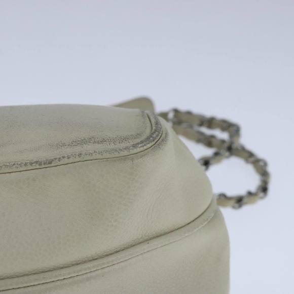 CHANEL Matelasse Chain Shoulder Bag Caviar Skin White CC Auth bs20238 - Picture 16 of 16